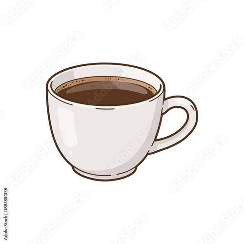 Illustration of a coffee cup filled with hot fresh brewed coffee – stock vector flat illustration