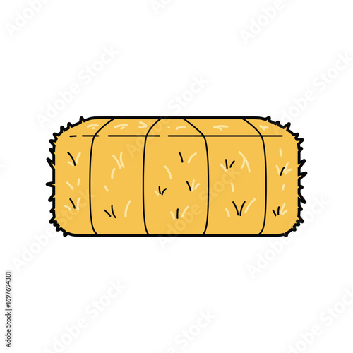 Rectangular hay bale with straw texture – stock vector flat illustration