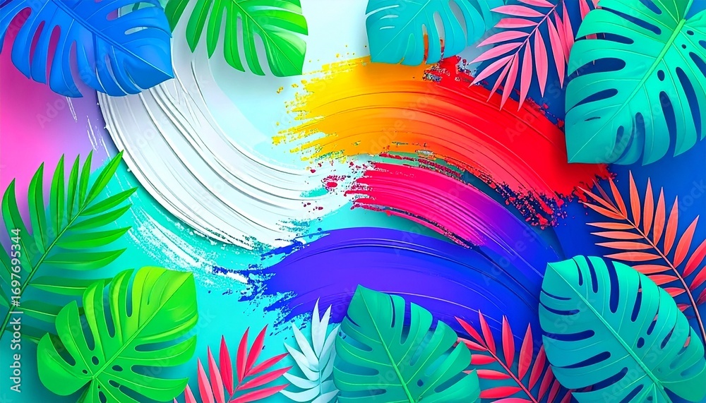 Naklejka premium abstract colorful background with palm trees