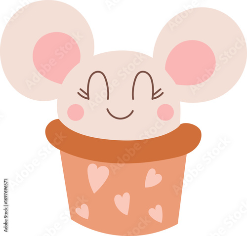 Cute clipart cupcake, isolated cartoon birthday object. Sweet food vector illustration