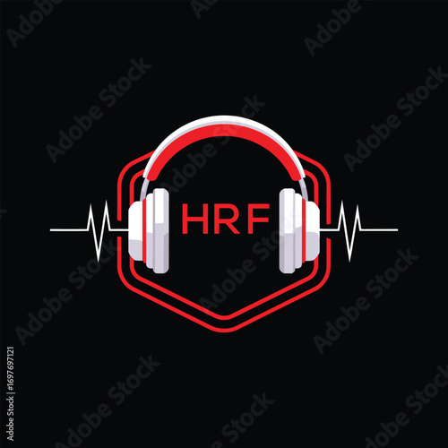 HRF  Headphone Company logo. HRF Modern Music logo design for entrepreneur and business. HRF Entertainment Branding best icon.
