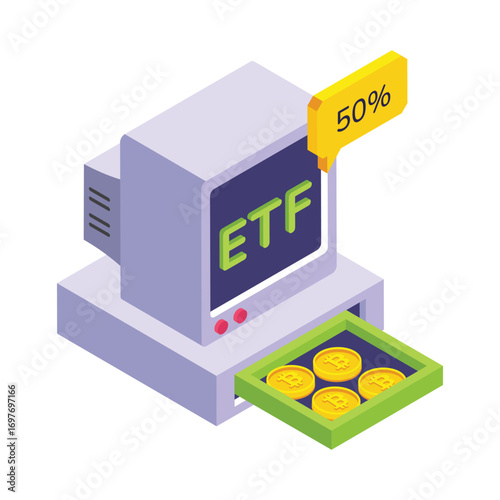 ETF Trading isometric vector illustration.