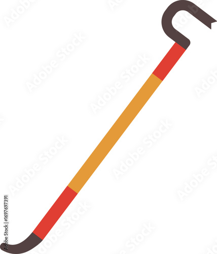 Crowbar vector icon. Halligan tool, Fireman equipment. Vector Illustration Claw Bar isolated on white background. Carpentry tools. crowbar weapon icon vector.