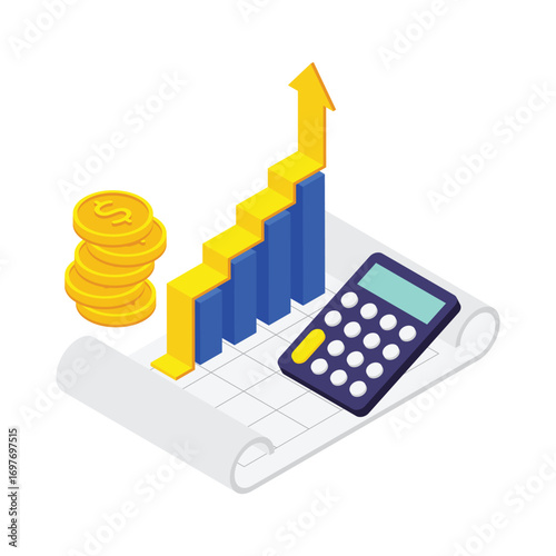 Finance isometric vector illustration.