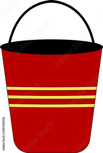Red bucket isolated on white background. Fire bucket vector. Red Fire Bucket Icon. red bucket firefighter equipment. 