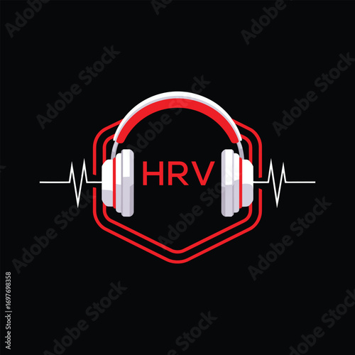 HRV  Headphone Company logo. HRV Modern Music logo design for entrepreneur and business. HRV Entertainment Branding best icon.
