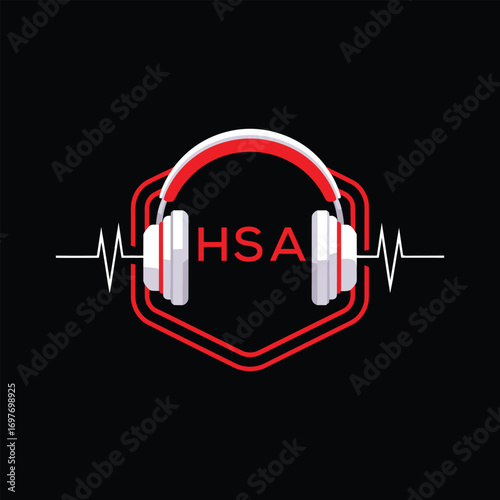 HSA  Headphone Company logo. HSA Modern Music logo design for entrepreneur and business. HSA Entertainment Branding best icon.
