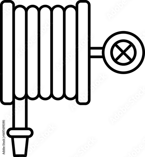 Fire hose coil. Fire Hose Reel Equipment. fire hose reel flat design on White Background. 