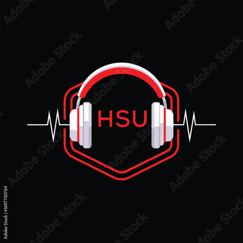 HSU  Headphone Company logo. HSU Modern Music logo design for entrepreneur and business. HSU Entertainment Branding best icon.
