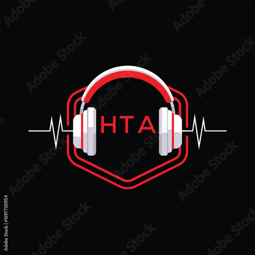 HTA  Headphone Company logo. HTA Modern Music logo design for entrepreneur and business. HTA Entertainment Branding best icon.
