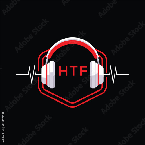 HTF  Headphone Company logo. HTF Modern Music logo design for entrepreneur and business. HTF Entertainment Branding best icon.
