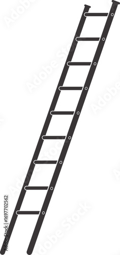 Fire ladder silhouette vector. Black color wooden ladder on white background. 