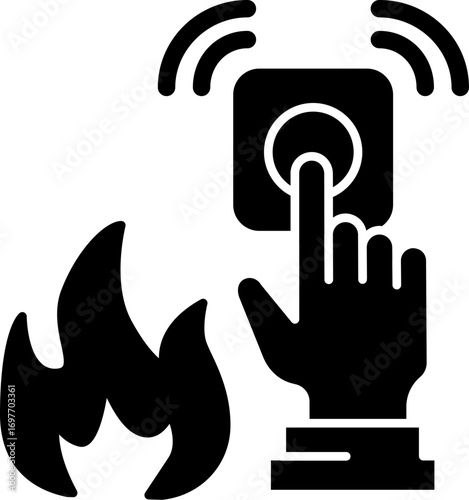 Fire alarm switch silhouette vector. Fire emergency button icon. Fire alarm button icon isolated on white background. Fire alarm call point. 