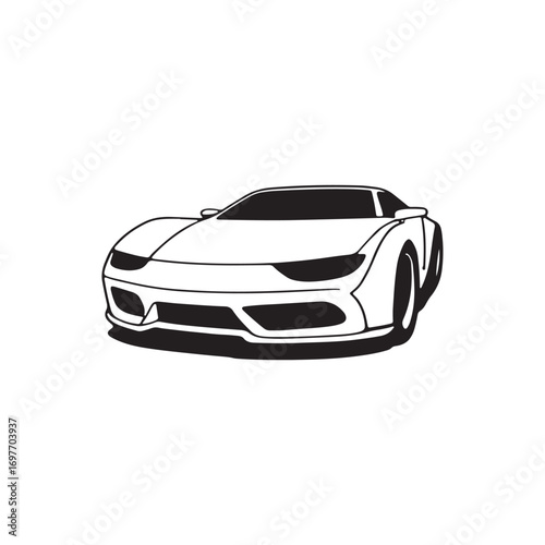 Modern sports car silhouette vector illustration. Automotive graphic design element isolated