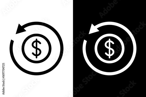 Refund icon. flat vector illustration design isolated on black and white background