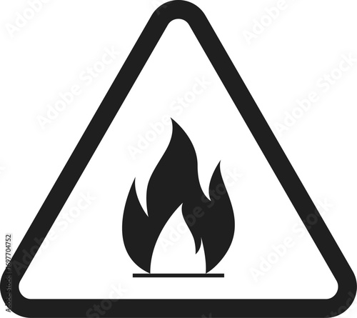 Vector of Flammable Hazard sign. Flammable Icon on Transparent Background. Inflammable Icon. fire danger sign