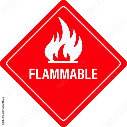 Flammable Materials Warning Sign. Flammable Hazard Symbol. highly flammable symbol. fire warning sign Fire warning signs, vector illustration. Fire warning sign. Symbol of flammable