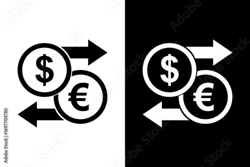 Currency exchange icon, Exchange money icon. flat vector illustration design isolated on black and white background