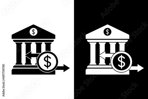 Money transfer icon. flat vector illustration design isolated on black and white background