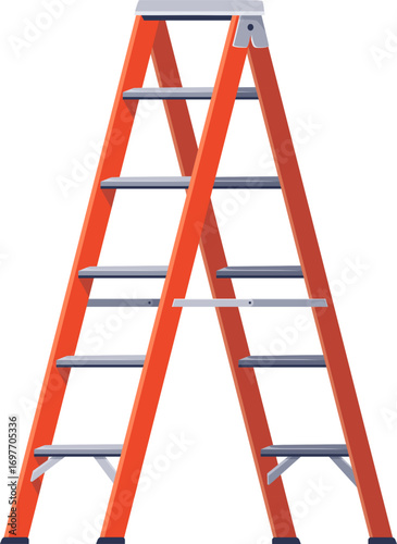 Ladder isolated on white. Fire ladder vector illustration. Metal ladder.  Step Ladder, Stairway Construction for Renovation Works. ladder and frame vector illustration