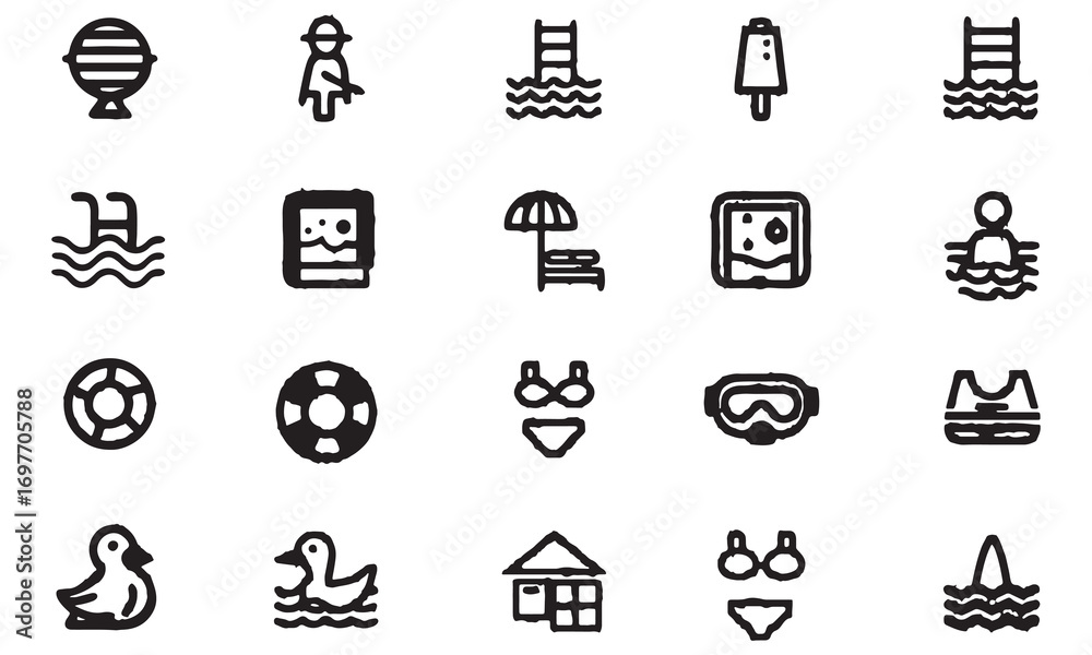 Fototapeta premium Swimming And Summer Icon Set