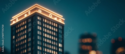 Commercial building real estate investment infographic with finance icons