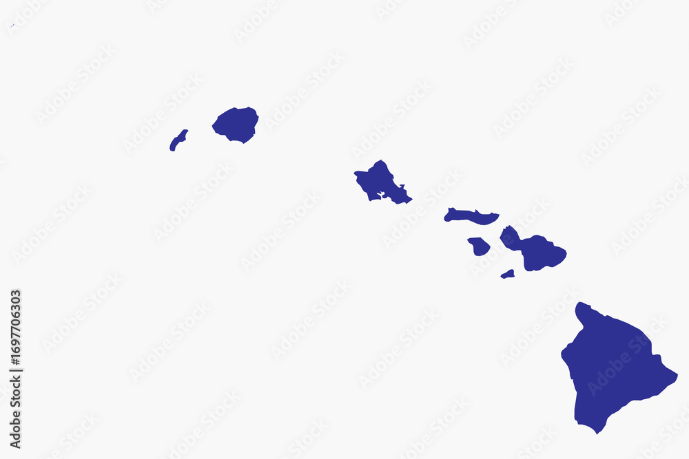 Fototapeta premium Vector graphic artwork suitable for print and web containing flat detailed map of HAWAII