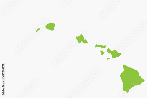 Vector graphic artwork suitable for print and web containing flat detailed map of HAWAII