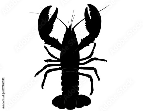 black lobster silhouette on white background clip art preview