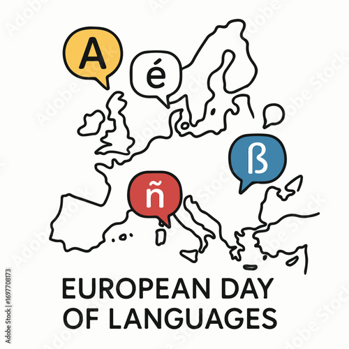 European Day of Languages celebration, cultural diversity and multilingual learning concept.