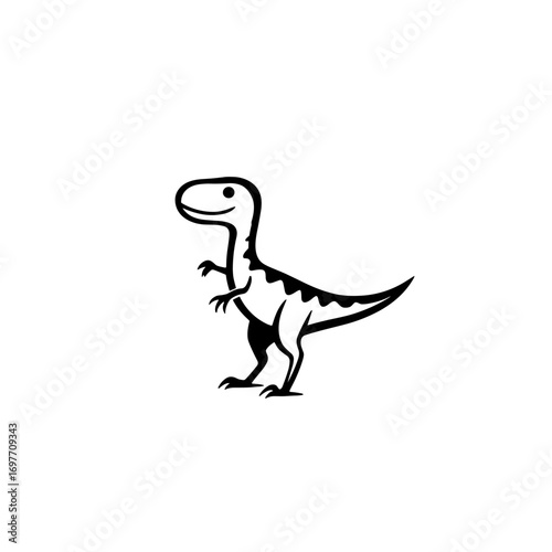 Allosaurus. Allosaurus simple black and white line art vector logo