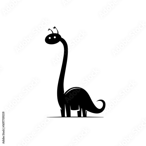 Apatosaurus. Apatosaurus simple black and white line art vector logo