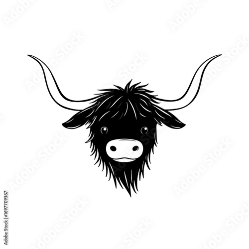 cattle. cattle simple black and white line art vector logo