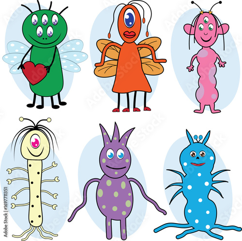 Cartoonish Alien Monster Character Illustrations