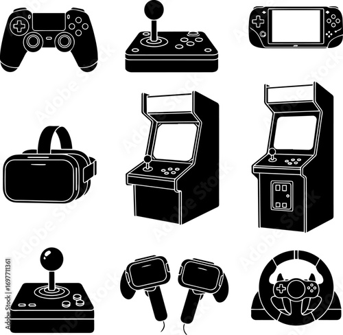 a collection of gaming gadget silhouettes.eps