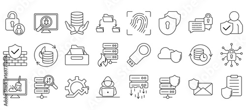 Set of Data Protection Icons or symbols Vector fully editable file.