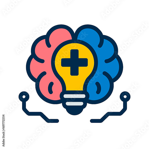 Human head with light bulb idea concept illustration icon design