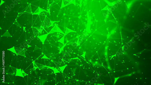 Abstract background Dot and connect line for cyber technology futuristic and network connection concept with dark and grain processed wide screen ratio