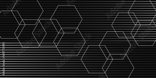Black abstract background design hexagon. Premium stripe texture line good modern