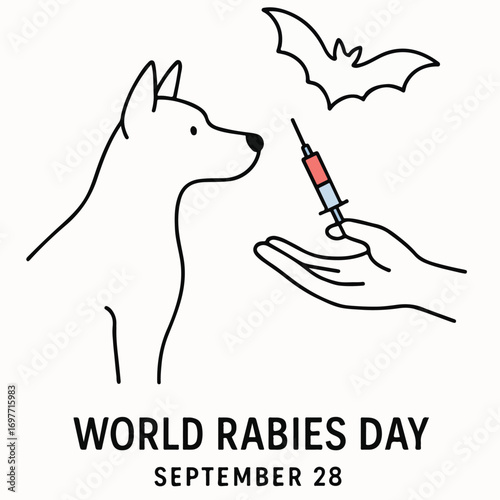 World Rabies Day Awareness Campaign, Dog and Vaccination Concept.