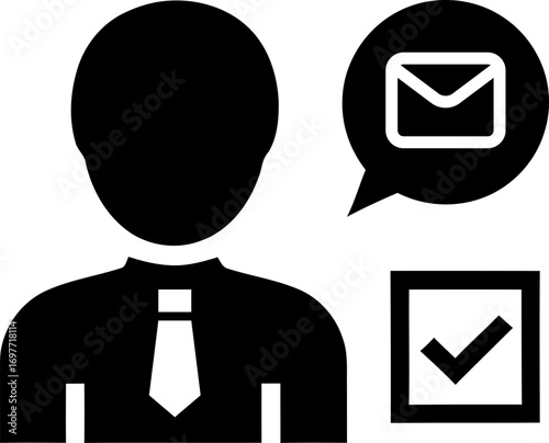 Man person icon email message speech bubble check mark