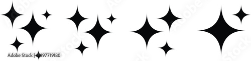 sparkle star icon set, Sparkle star icon button, simple graphic element, glitter slash,Twinkle stars icon isolated vector symbol set.
