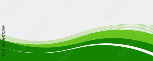 Abstract White and Green wave wide background banner, modern design