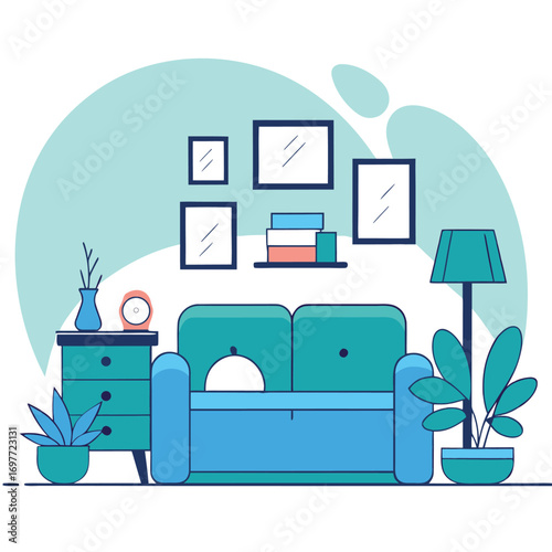 Cozy Living Room Interior Design A Stylish Illustration of Modern Home Decor