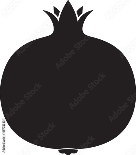 Pomegranate silhouette vector icon, pomegranate fruit icon, pomegranate fruit silhouette on a white background