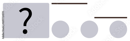 Geometric shapes, including a question mark, lines, and circles, symbolizing inquiry and organizational structure. Ideal for education, problem-solving, innovation, decision-making hierarchy