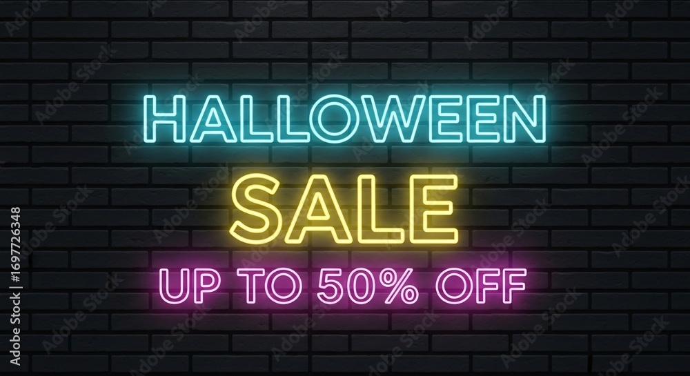 Obraz premium Scare Up Savings With This Vibrant Halloween Sale Neon Sign