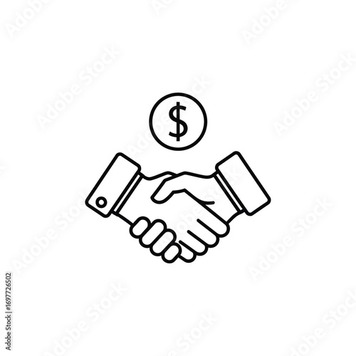Symbolic illustration of a business handshake with a dollar sign representing financial agreement and partnership opportunities