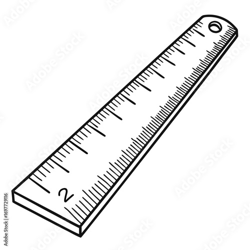 Essential Measuring Ruler Line Art Illustration Isolated on a Pure White Background for Design Projects and Educational Materials