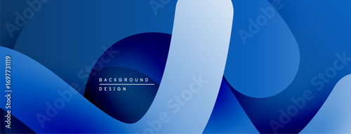Abstract blue layers create dynamic backdrop. Smooth shapes overlap, offering modern visual appeal. Minimalist design suits various projects.